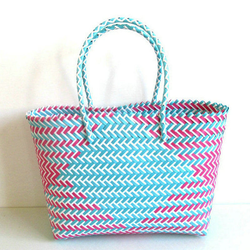 Woven Portable Striped Color Matching Beach Fashion Women's Bag