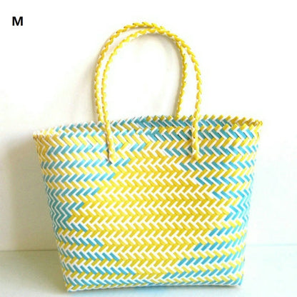 Woven Portable Striped Color Matching Beach Fashion Women's Bag