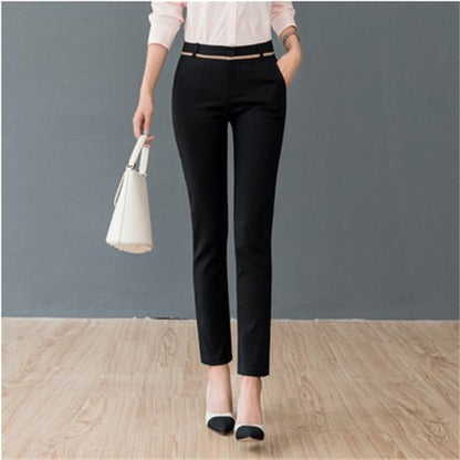 Women's High-Waist Stretch Casual Straight-Leg Suit Pants