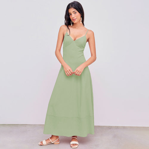 V-Neck Slip On Slim Dress