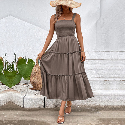 Women's Solid Color Sling Summer Dress