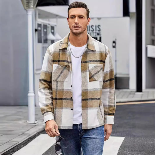 Men's High-end Thermal Plaid Padded Shirt Coat