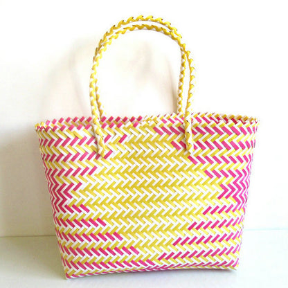 Woven Portable Striped Color Matching Beach Fashion Women's Bag