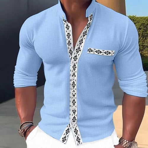 Men's Lapel Basic Simple Printed Short Sleeve