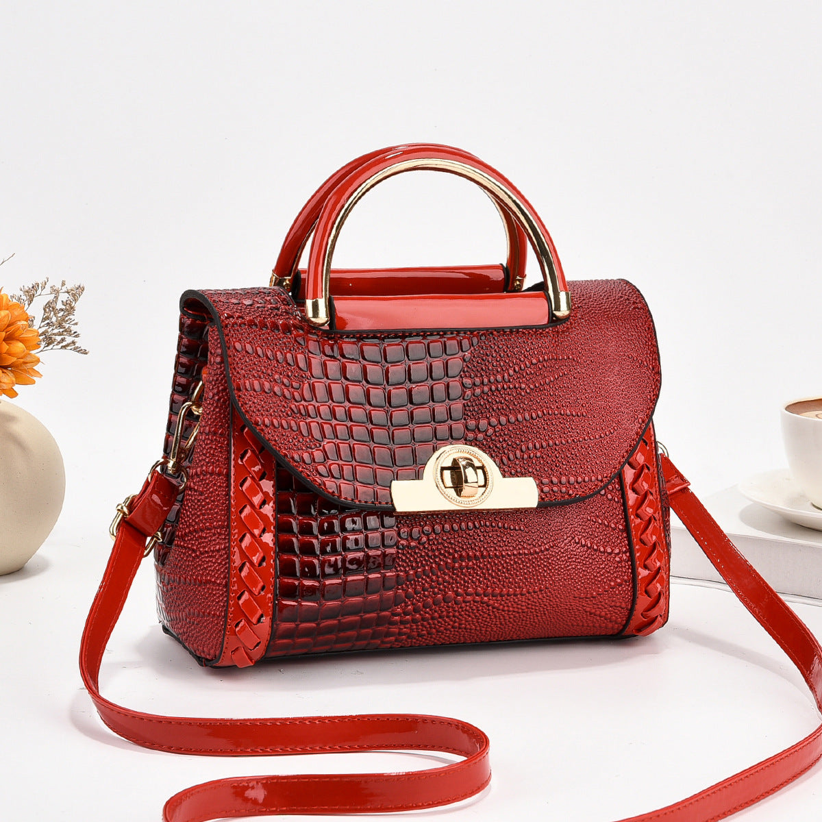 red Small Square Fashion Shoulder Crossbody Bag