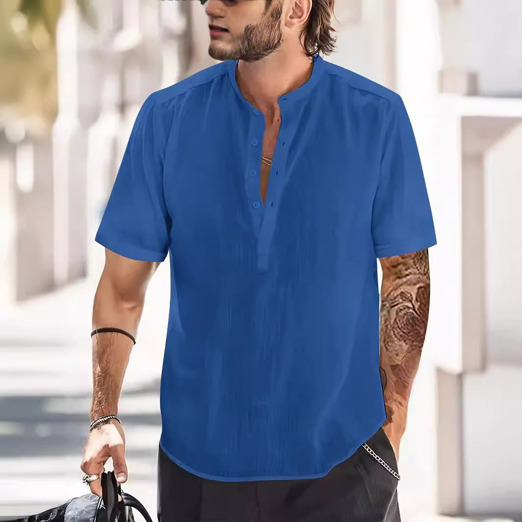 Chest Pocket Solid Color Casual Fashion Short Sleeve T-shirt