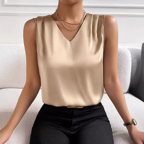 Elegant Style Satin Casually Chic Top