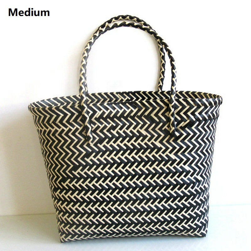 Woven Portable Striped Color Matching Beach Fashion Women's Bag