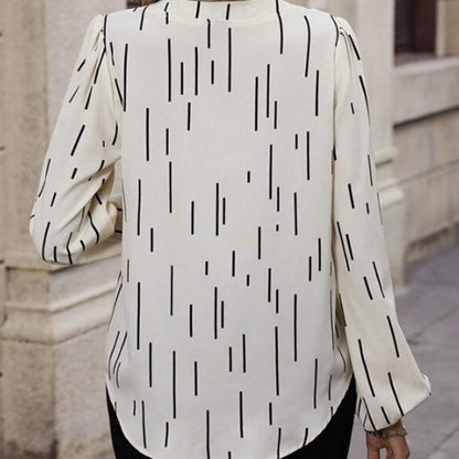 Women's V-neck Long-sleeved Slim-fit Printed Shirt