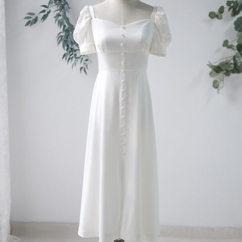 White Lace Satin Juliette Dress